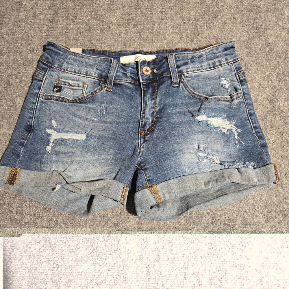 KanCan Women's Jean Shorts Size 5/26 Blue Distressed Stretch Denim Estilo